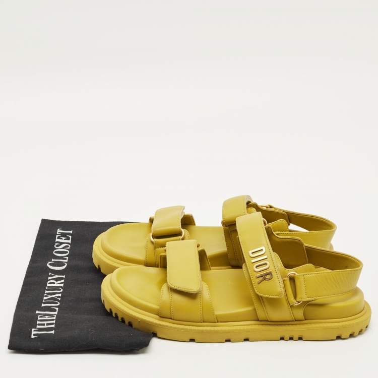 Pre Owned Dior DiorAct Size 38 Olive Green Leather Slingback Sandals