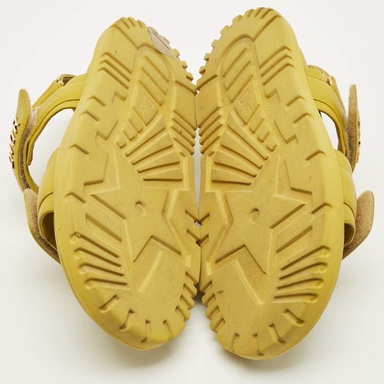 Pre Owned Dior DiorAct Size 38 Olive Green Leather Slingback Sandals