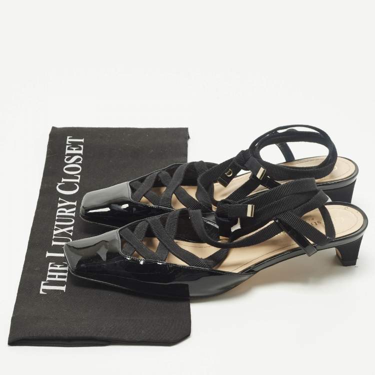 Pre Owned Dior Size 37.5 Black Patent Leather  D Envol Lace Up Pumps