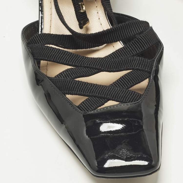 Pre Owned Dior Size 37.5 Black Patent Leather  D Envol Lace Up Pumps