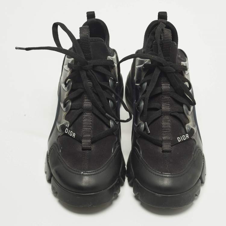 مملوكة مسبقًا Dior D-Connect Size 36 Black Leather, Neoprene and Rubber Low Top Sneakers