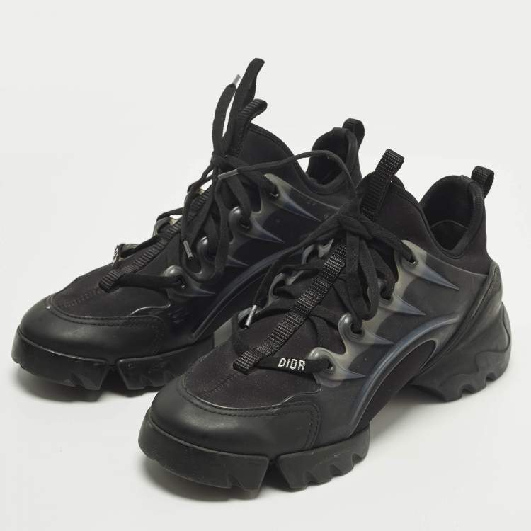 مملوكة مسبقًا Dior D-Connect Size 36 Black Leather, Neoprene and Rubber Low Top Sneakers