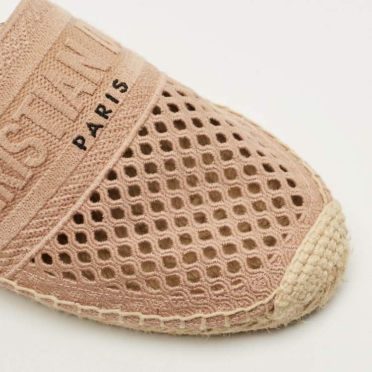 Pre Owned Dior Granville Size 40 Beige Canvas Ankle Tie Flats