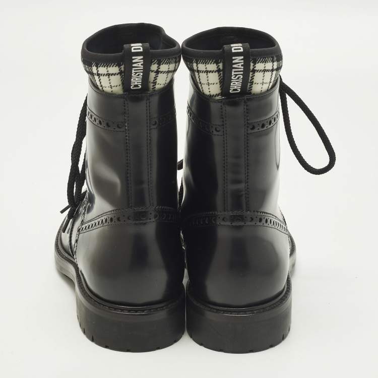 Pre Owned Dior D-Order Size 40 Black Leather Combat Boots