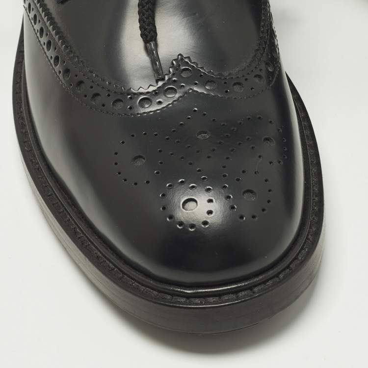 Pre Owned Dior D-Order Size 40 Black Leather Combat Boots