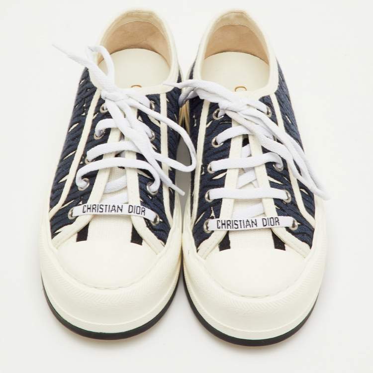 مملوكة مسبقًا Dior Walk'n'Dior Size 35 Navy Blue Canvas Low Top Sneakers