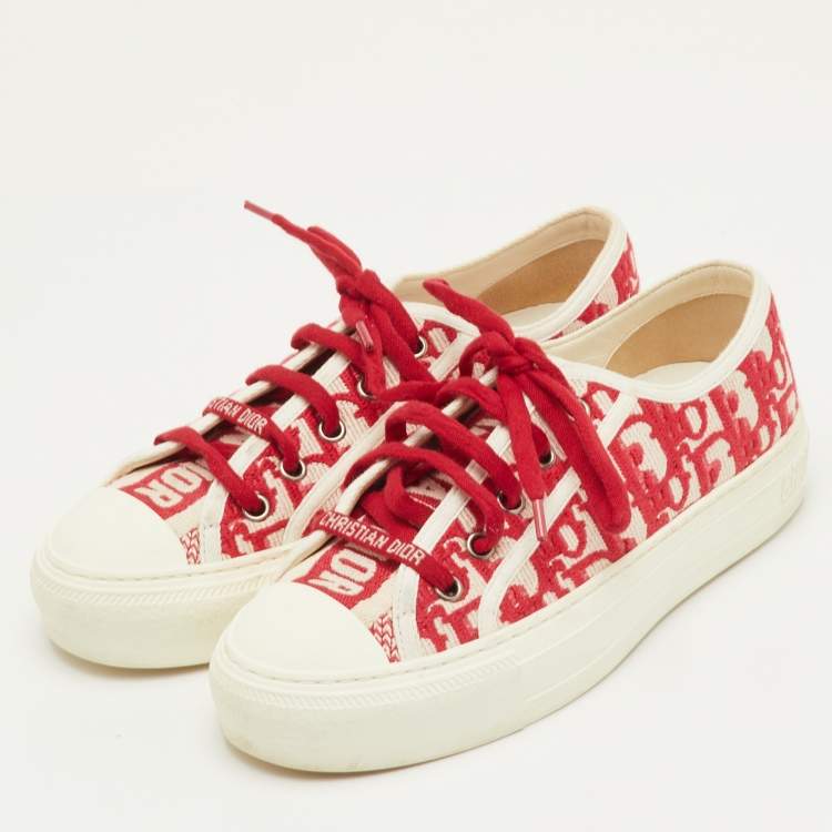 Pre Owned Dior Walk'n'Dior Size 35 Red Canvas Low Top Sneakers