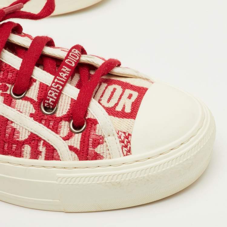 Pre Owned Dior Walk'n'Dior Size 35 Red Canvas Low Top Sneakers