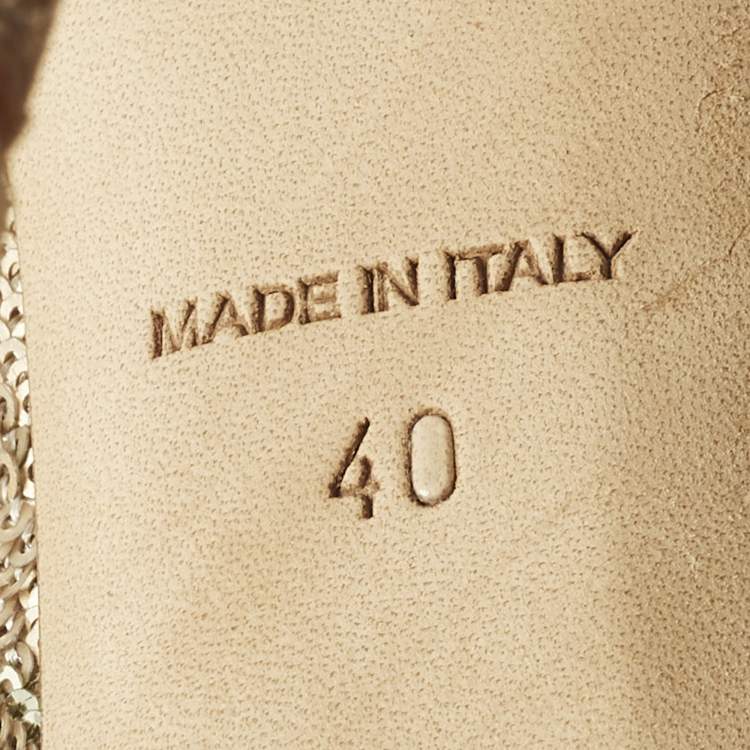 Pre Owned Christian Dior Size 40 Beige Sequins Peep Toe Pumps