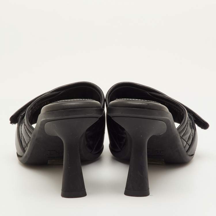Pre Owned Dior Size 39.5 Black Cannage Leather Diorevolution Slide Sandals