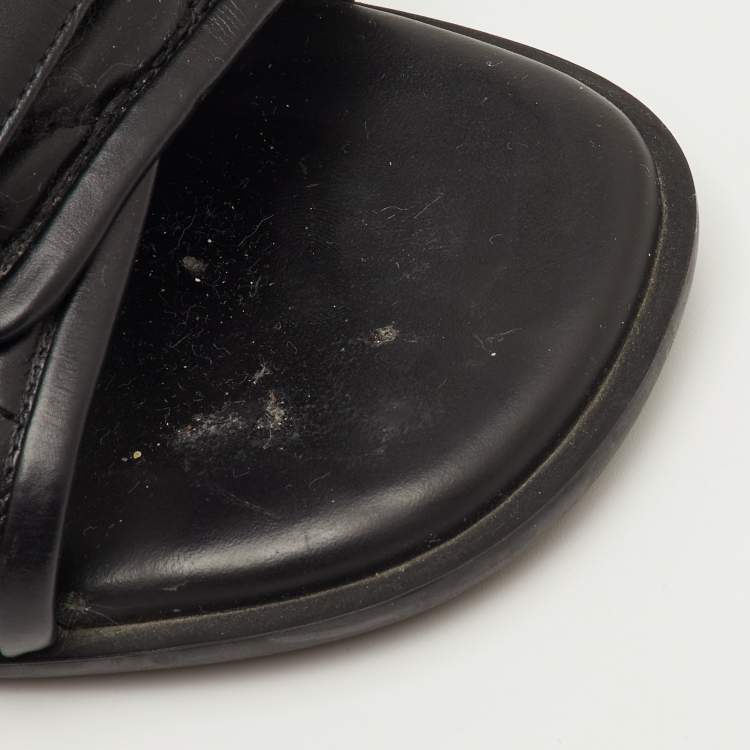 Pre Owned Dior Size 39.5 Black Cannage Leather Diorevolution Slide Sandals