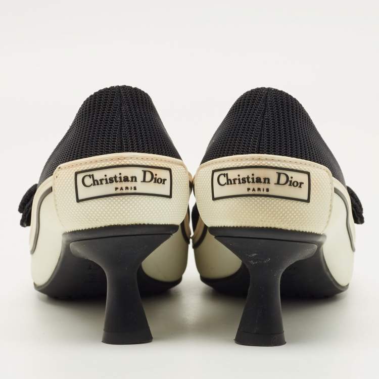Pre Owned Dior D-motion Size 39 Black Mesh and Rubber Mary Jane Pumps
