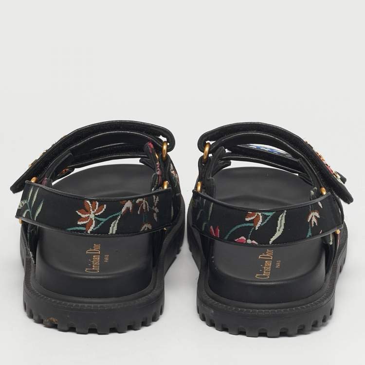 Pre Owned Dior Dioract Size 38.5 Multicolor Floral Print Fabric Flat Sandals