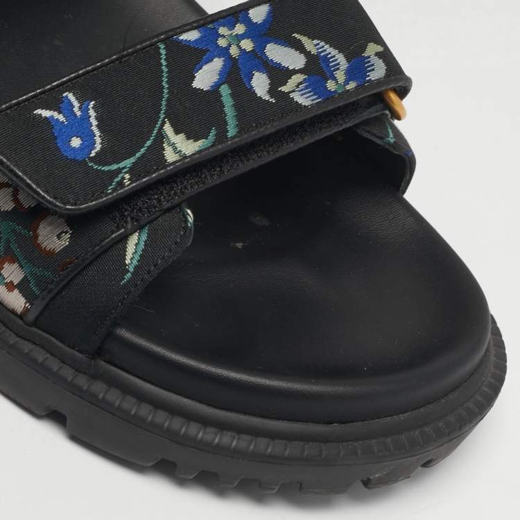 Pre Owned Dior Dioract Size 38.5 Multicolor Floral Print Fabric Flat Sandals