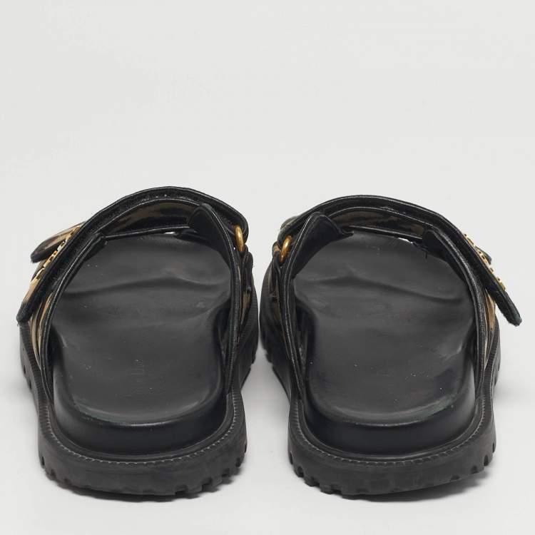 مملوكة مسبقًا Dior DiorAct Size 38.5 Brown/Beige Canvas and Leather Flat Sandals