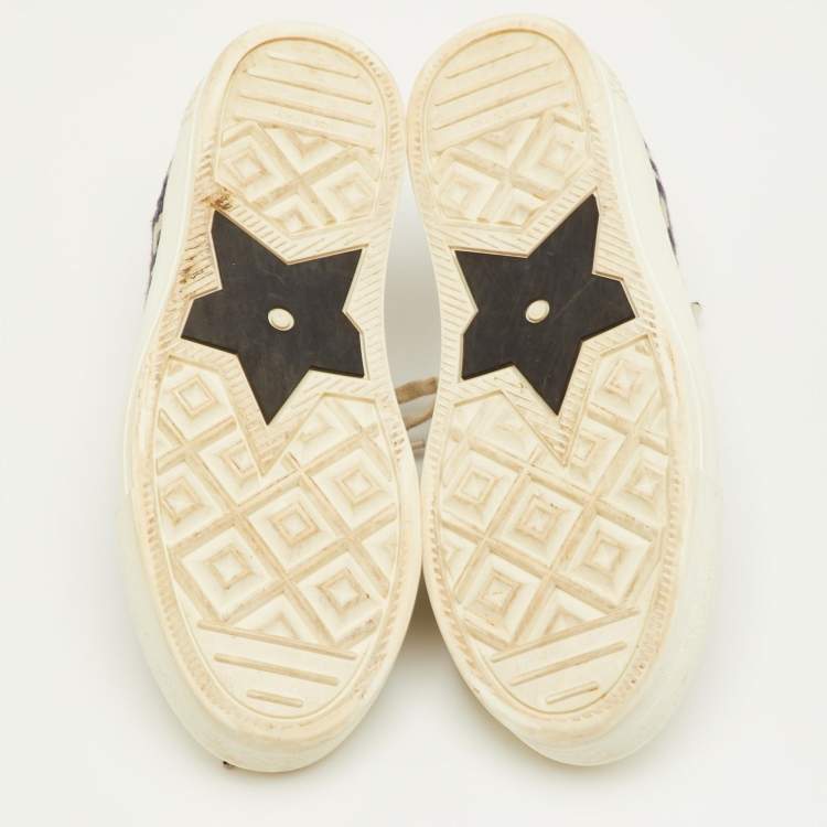 Pre Owned Dior Walk'n'Dior Size 35 Navy Blue/White Oblique Canvas and Rubber Low Top Sneakers