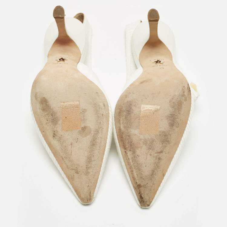 Pre Owned Dior J'Adior Size 39 White Canvas Slingback Pumps