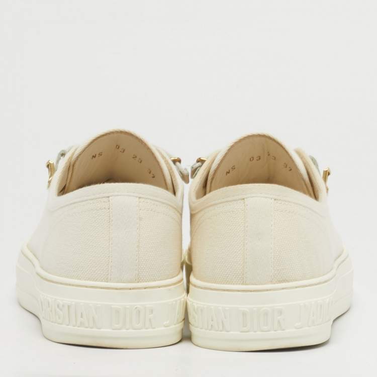 Pre Owned Dior Walk'n'Dior Size 37 Cream Canvas Low Top Sneakers