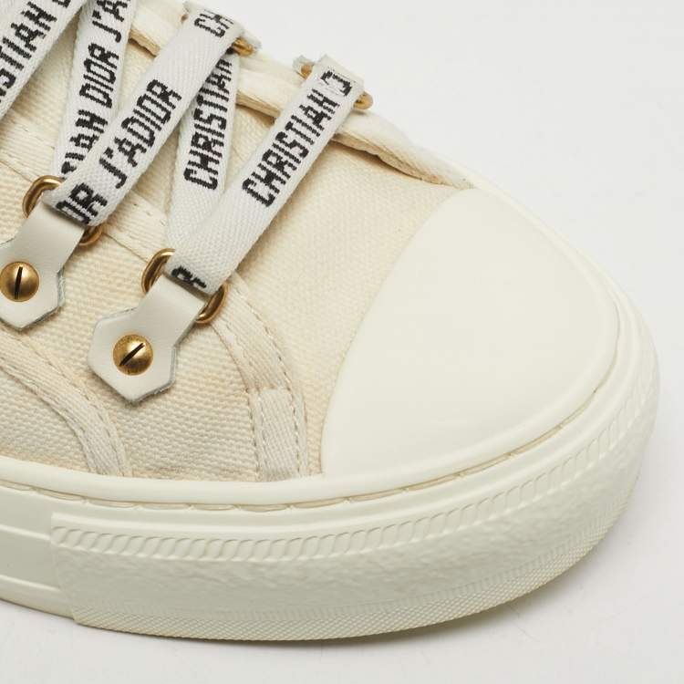 Pre Owned Dior Walk'n'Dior Size 37 Cream Canvas Low Top Sneakers