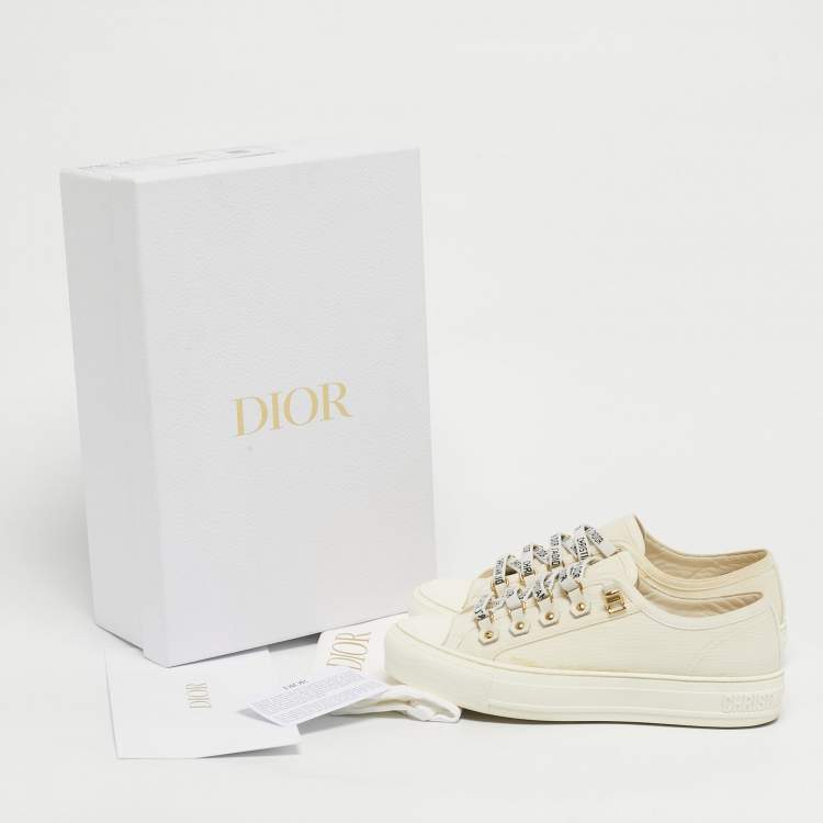 Pre Owned Dior Walk'n'Dior Size 37 Cream Canvas Low Top Sneakers