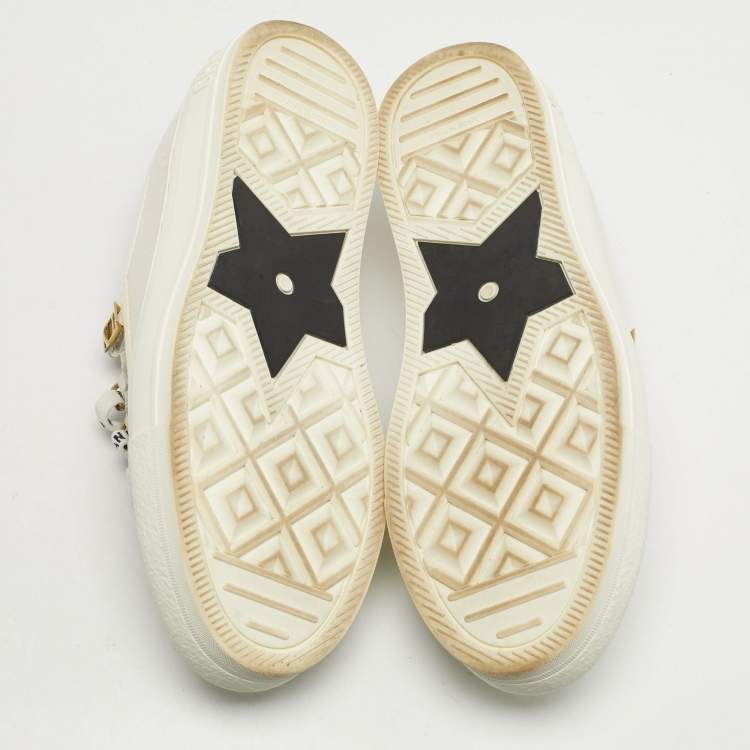 Pre Owned Dior Walk'n'Dior Size 37 Cream Canvas Low Top Sneakers