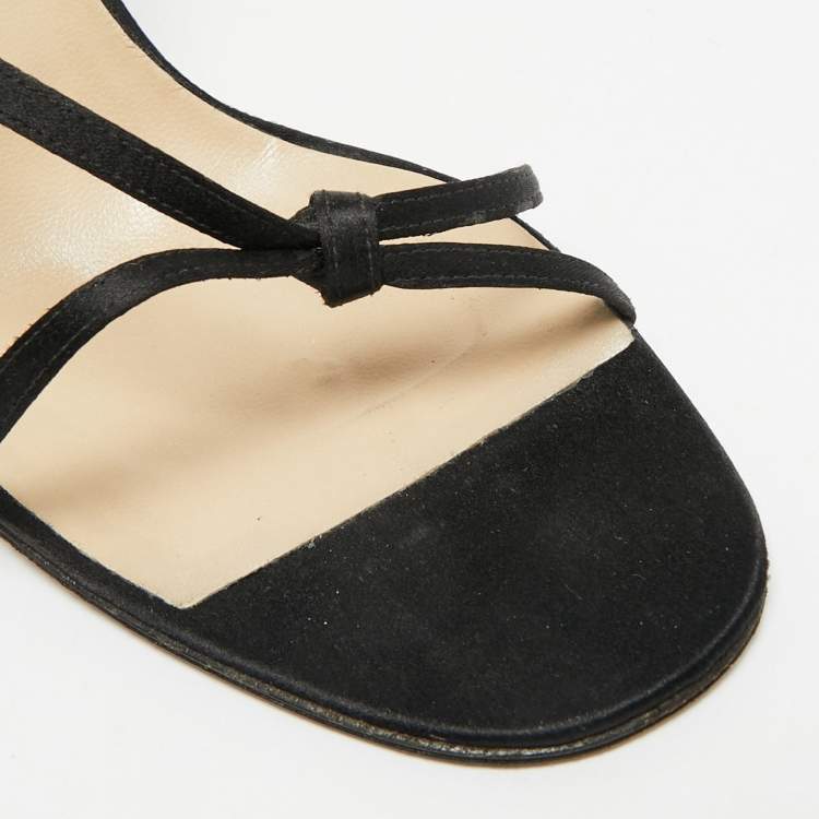 مملوكة مسبقًا Dior Safari Size 38 Black Satin Slingback Sandals