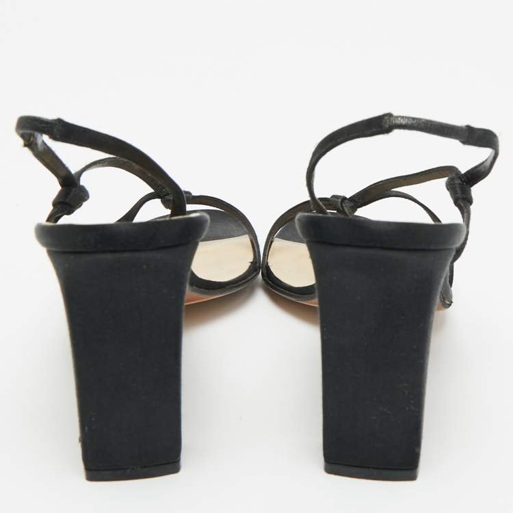 مملوكة مسبقًا Dior Safari Size 38 Black Satin Slingback Sandals