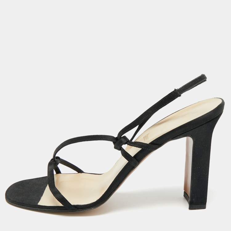 مملوكة مسبقًا Dior Safari Size 38 Black Satin Slingback Sandals