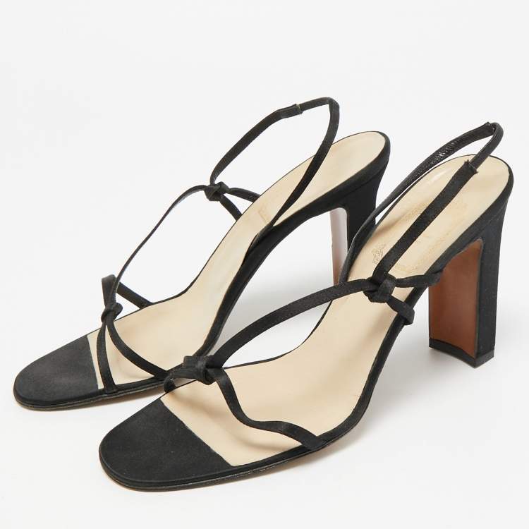 مملوكة مسبقًا Dior Safari Size 38 Black Satin Slingback Sandals
