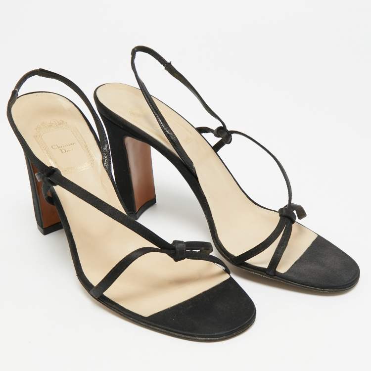 مملوكة مسبقًا Dior Safari Size 38 Black Satin Slingback Sandals