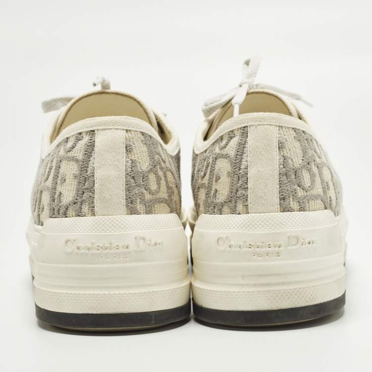 Pre Owned Dior Walk'n'Dior Size 39 White Canvas and Rubber Lace Up Sneakers