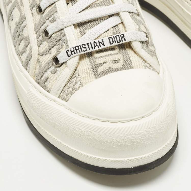 Pre Owned Dior Walk'n'Dior Size 39 White Canvas and Rubber Lace Up Sneakers