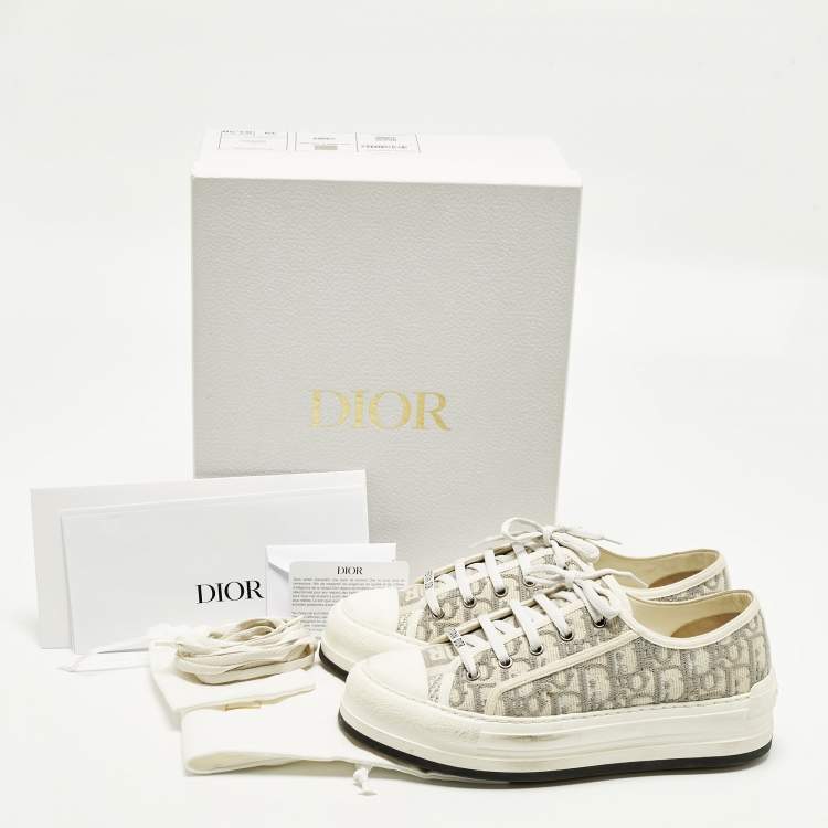 Pre Owned Dior Walk'n'Dior Size 39 White Canvas and Rubber Lace Up Sneakers