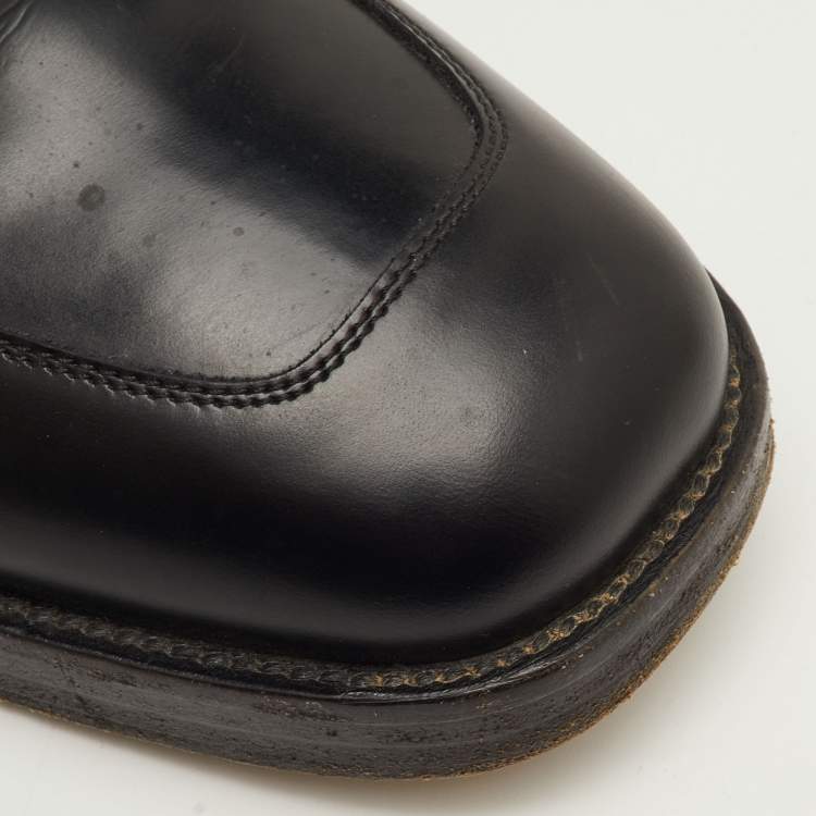 Pre Owned Dior Diorally Size 40 Black/Red Leather Mid Calf Motorcycle Boots