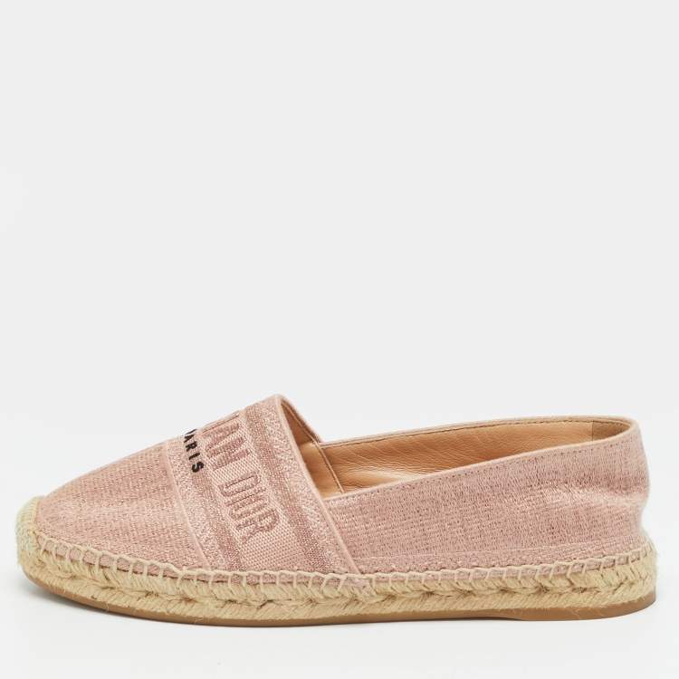 مملوكة مسبقًا Dior Granville Size 38.5 Pink Lurex Fabric Espadrille Flats