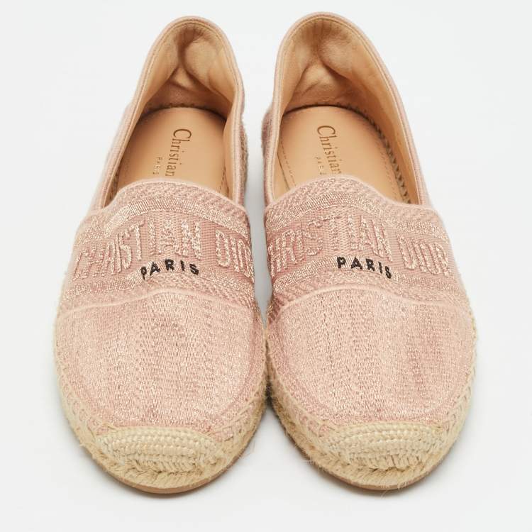 مملوكة مسبقًا Dior Granville Size 38.5 Pink Lurex Fabric Espadrille Flats