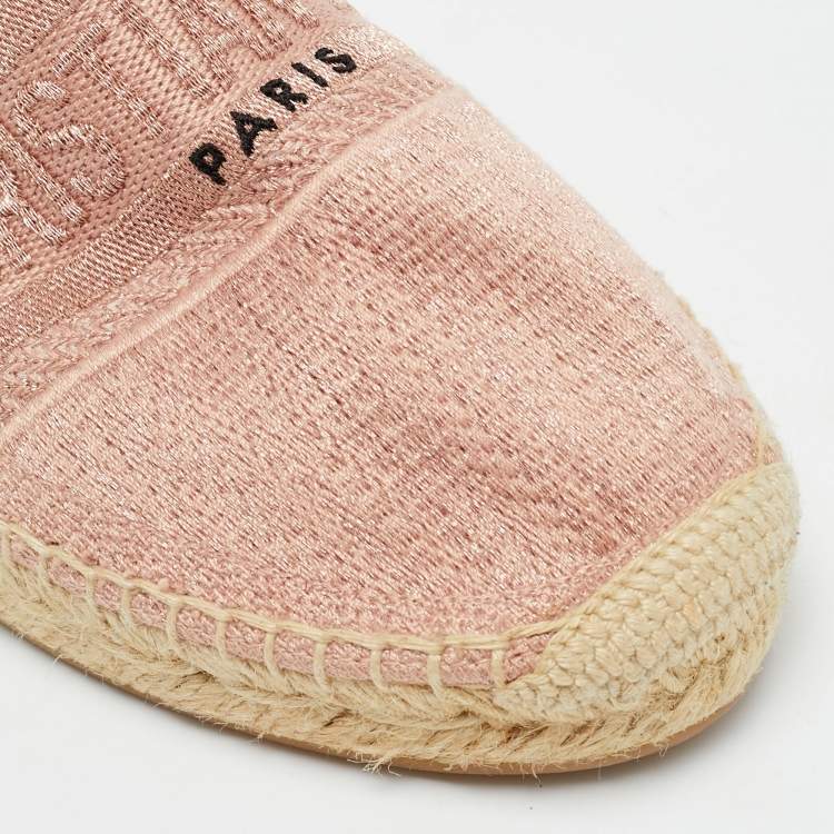 مملوكة مسبقًا Dior Granville Size 38.5 Pink Lurex Fabric Espadrille Flats