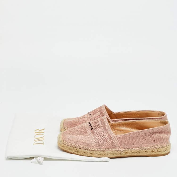 مملوكة مسبقًا Dior Granville Size 38.5 Pink Lurex Fabric Espadrille Flats