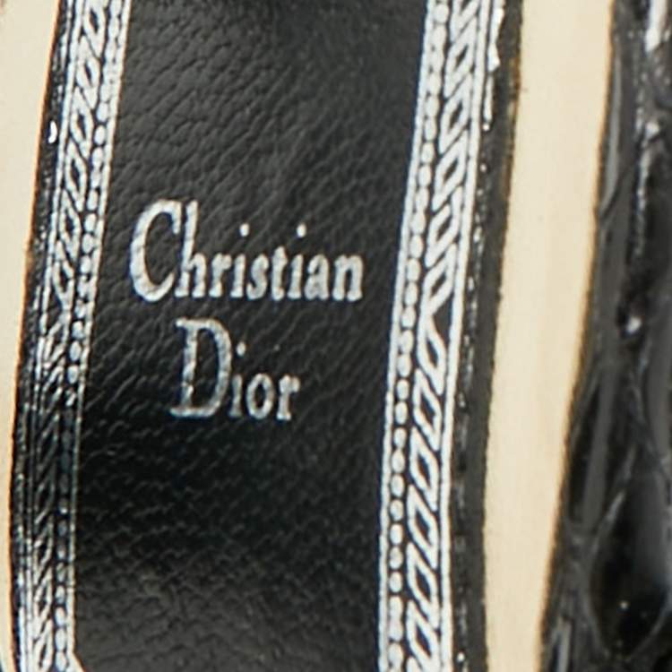 مملوكة مسبقًا Dior Size 37 Python Leather Chain Detailed Slingback Ankle strap Sandals