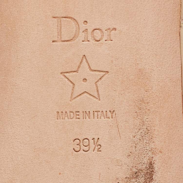 Pre Owned Dior Cannage Size 39.5 Beige Quilted Leather Pearl Bow Ballet Flats