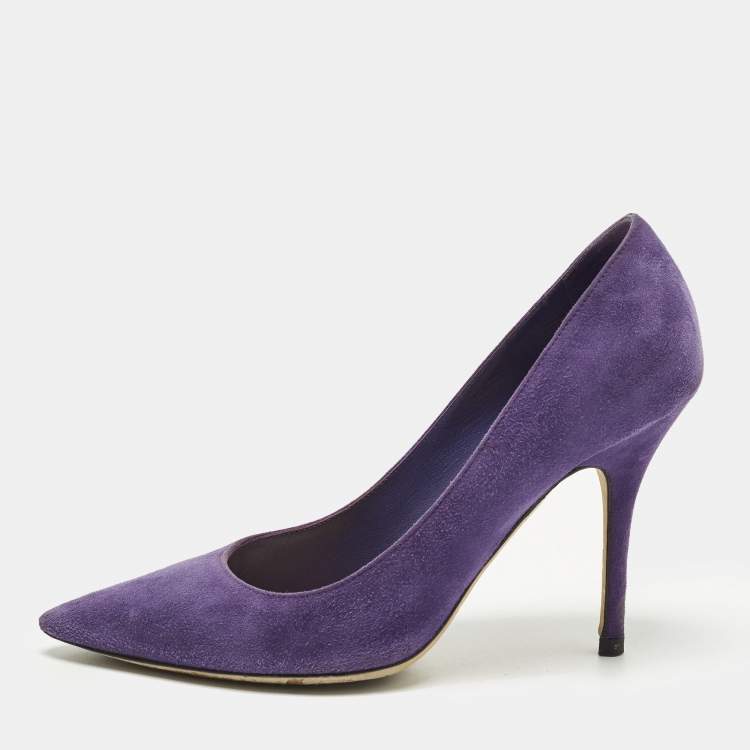 Pre Owned Dior Cherie Size 37 Purple Suede Pointed Toe Pumps