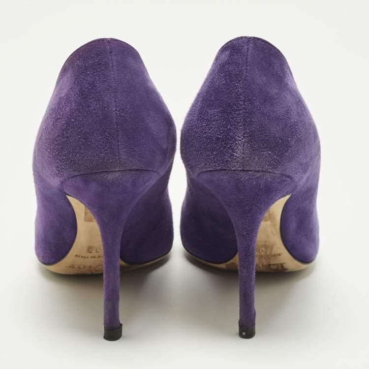 Pre Owned Dior Cherie Size 37 Purple Suede Pointed Toe Pumps
