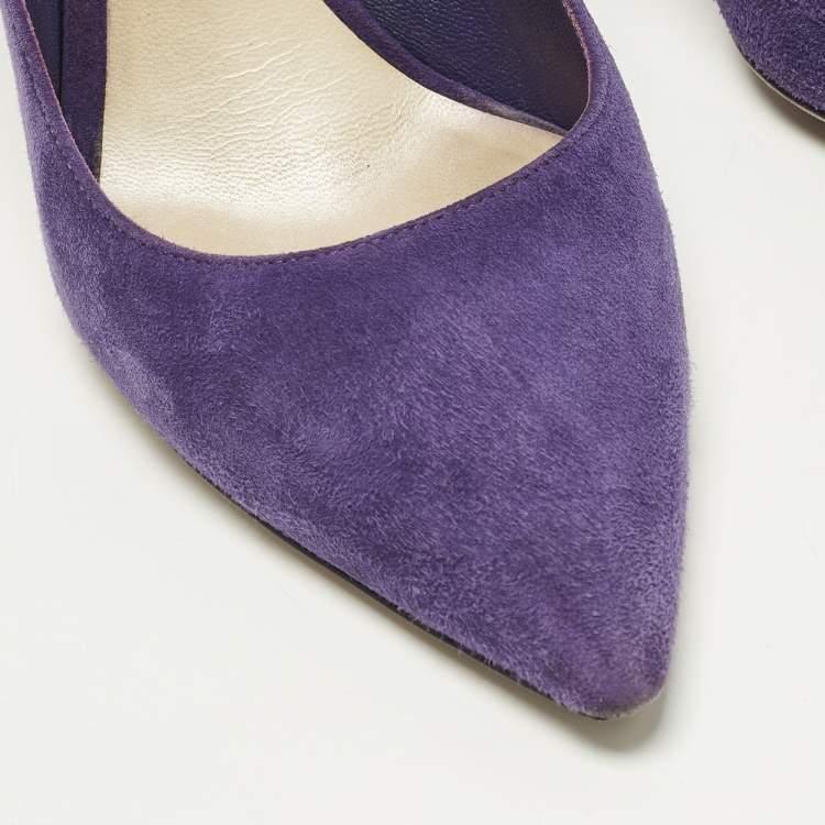 Pre Owned Dior Cherie Size 37 Purple Suede Pointed Toe Pumps