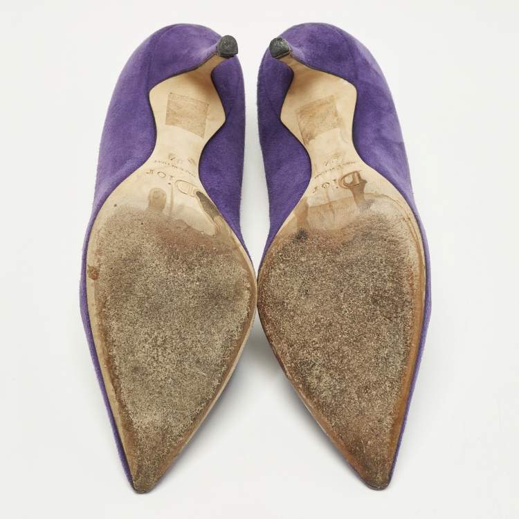 Pre Owned Dior Cherie Size 37 Purple Suede Pointed Toe Pumps