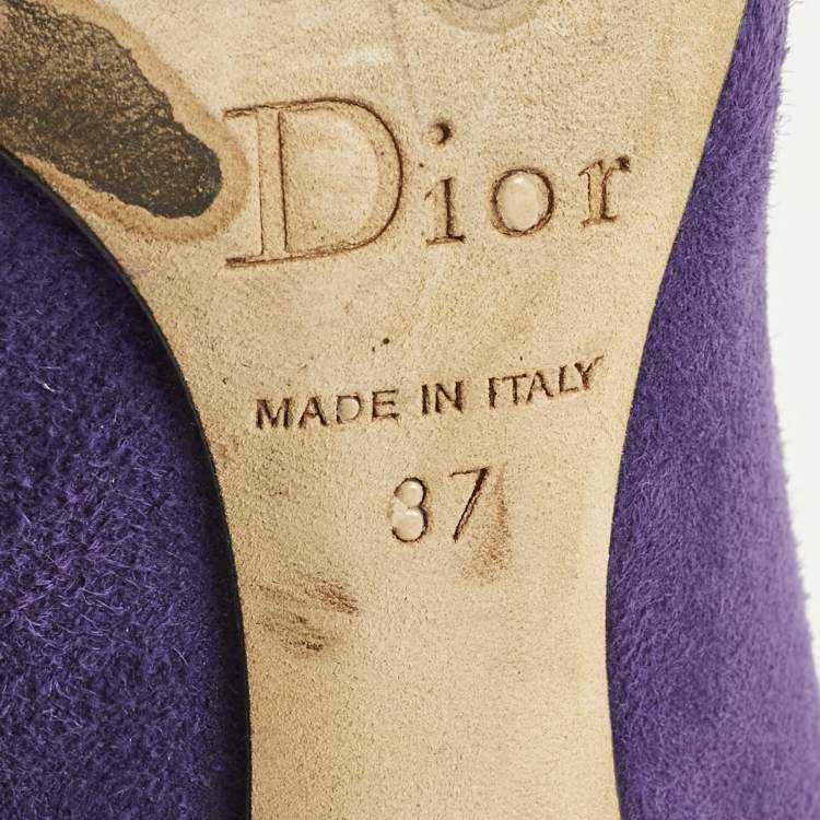 Pre Owned Dior Cherie Size 37 Purple Suede Pointed Toe Pumps