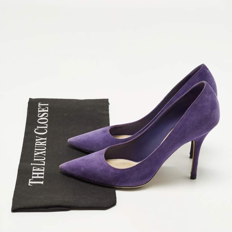 Pre Owned Dior Cherie Size 37 Purple Suede Pointed Toe Pumps