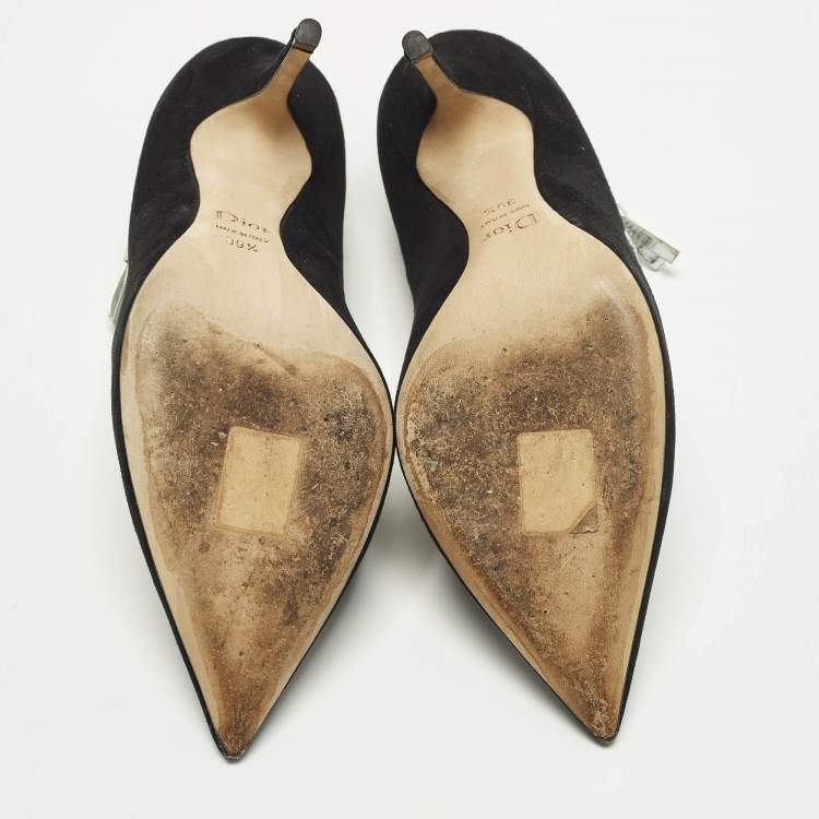 Pre Owned حذاء كعب عالي ديور كوكت أسود جلد وزنت مقاس 39.5