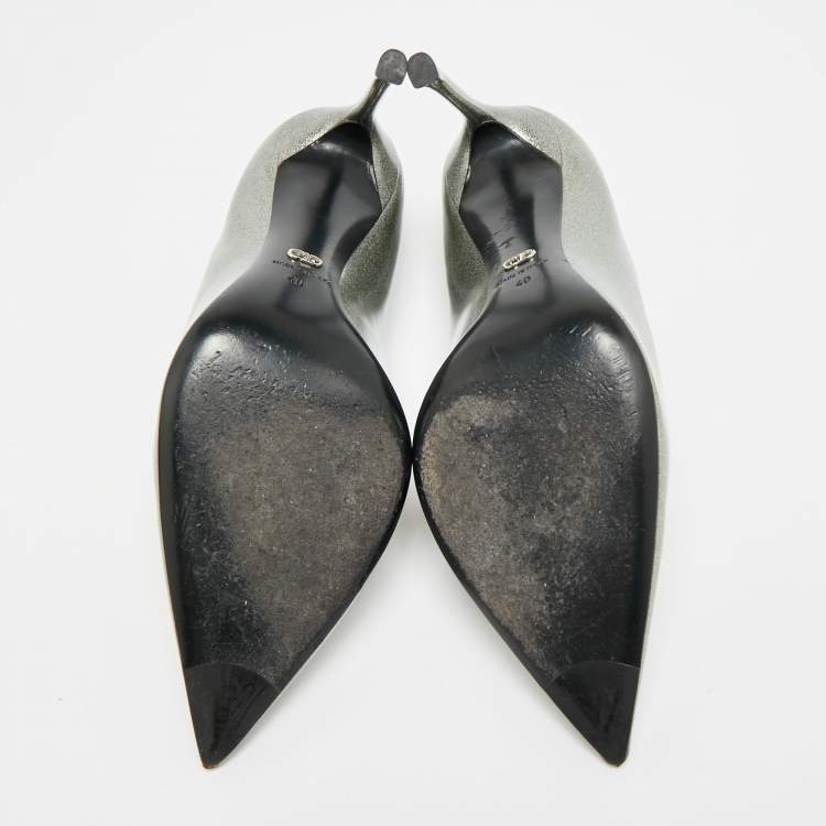 مملوكة مسبقًا Dior Size 40 Metallic Patent Leather Pointed Toe Pumps