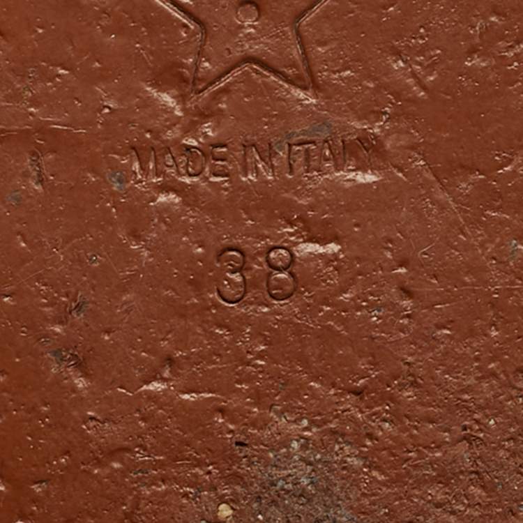 Pre Owned Dior Dway Size 38 Burgundy/Beige Canvas Flat Sandals