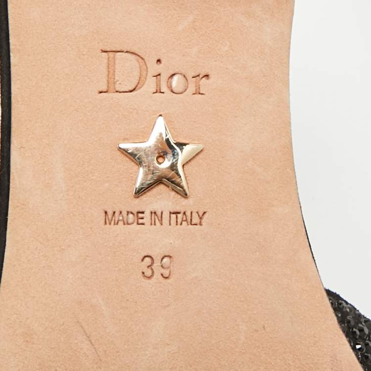 Pre Owned Dior Idylle Size 39 Black Suede Bow Crystal Embellished Slide Sandals